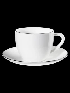 cappuccinotasse mit unterteller, ligne noire