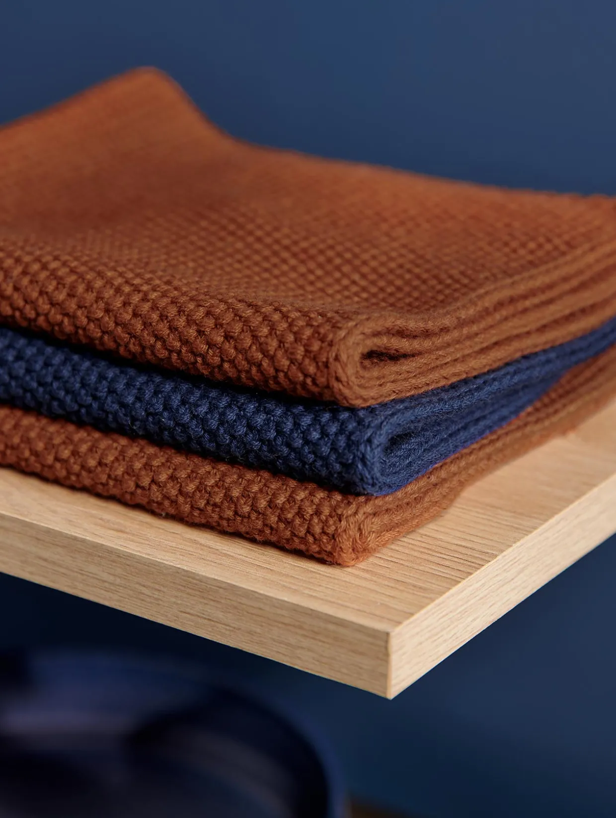 2er set baumwolltuch gestrickt,deep blue