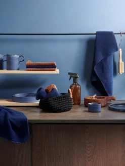 2er set baumwolltuch gestrickt,deep blue