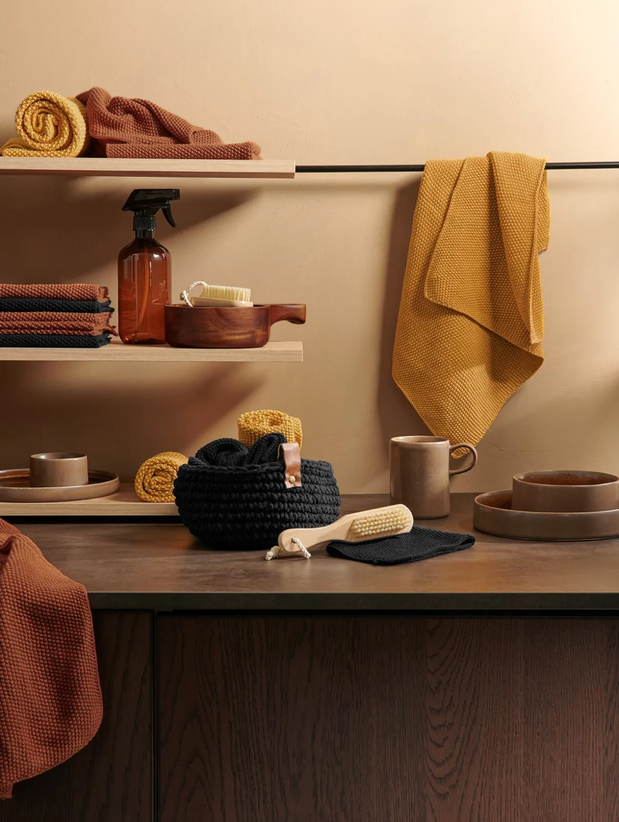 geschirrtuch gestrickt, schwarz