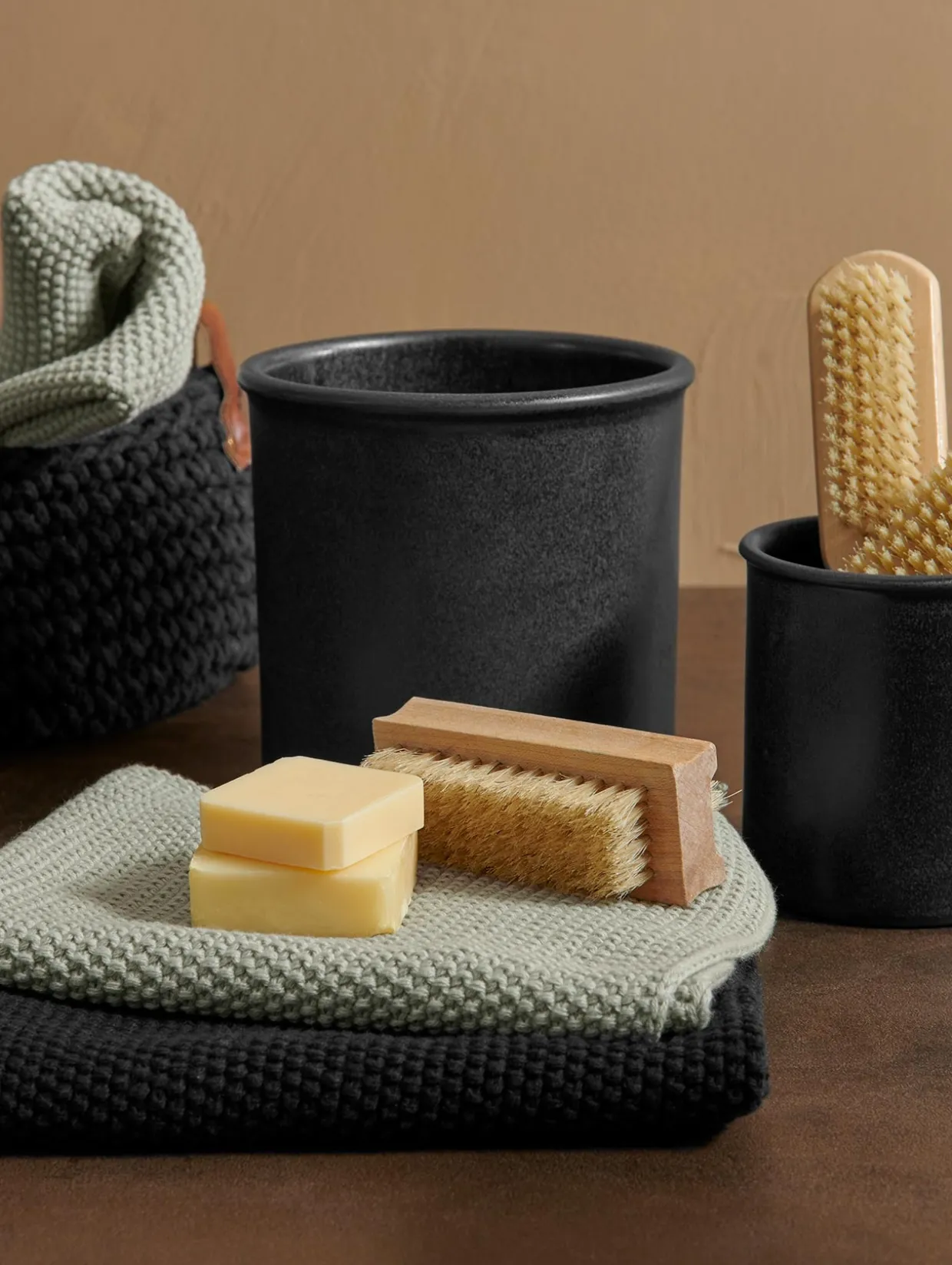 geschirrtuch gestrickt, schwarz