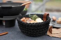 häkelkorb, schwarz, l