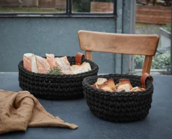 häkelkorb, schwarz, l