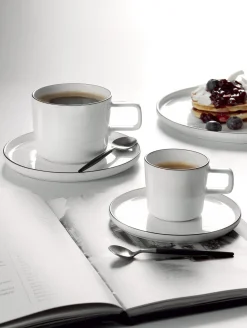 kaffeetasse mit unterteller, ligne noire