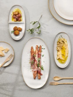 ovaler aperitifteller, 2-geteilt, sand