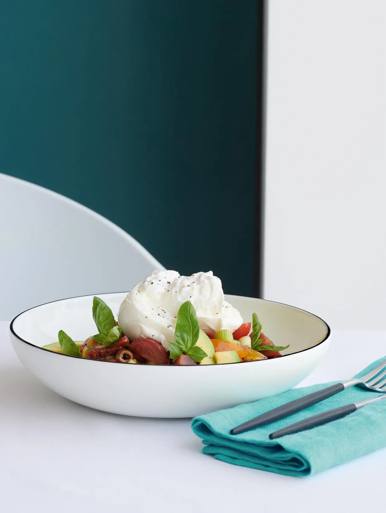 pasta-/suppenteller, ligne noire