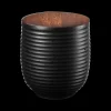 teedose, black mit holzdeckel