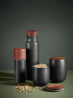 teedose, black mit holzdeckel