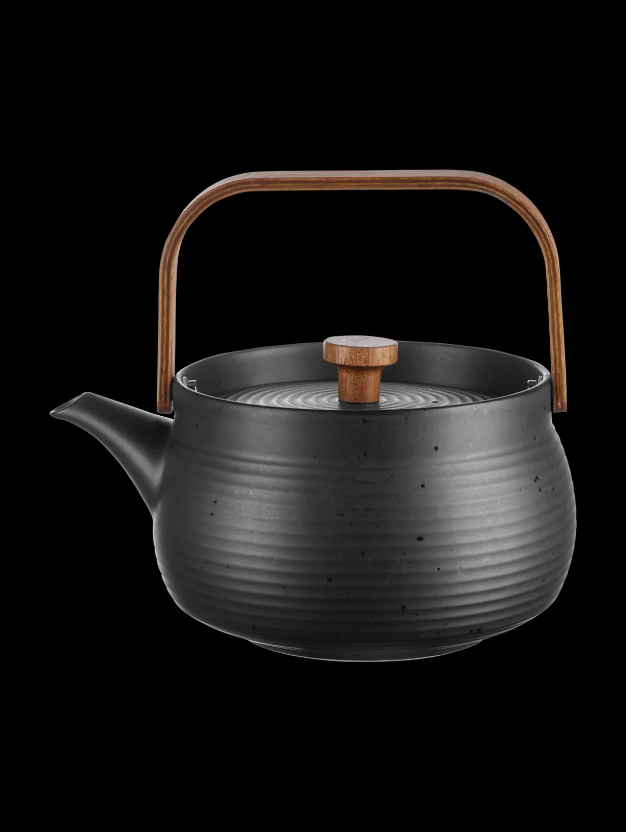 teekanne mit Holzgriff, black