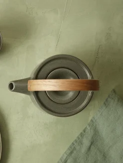 teekanne mit holzgriff, nori