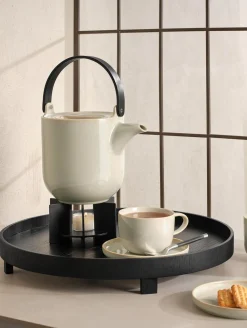 teekanne mit holzgriff, tofu