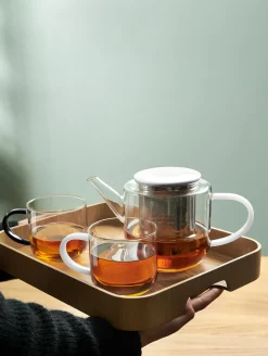 teekanne, mit weißem henkel/deckel