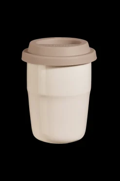 thermobecher creme, deckel braun