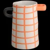 vase, orange kariert